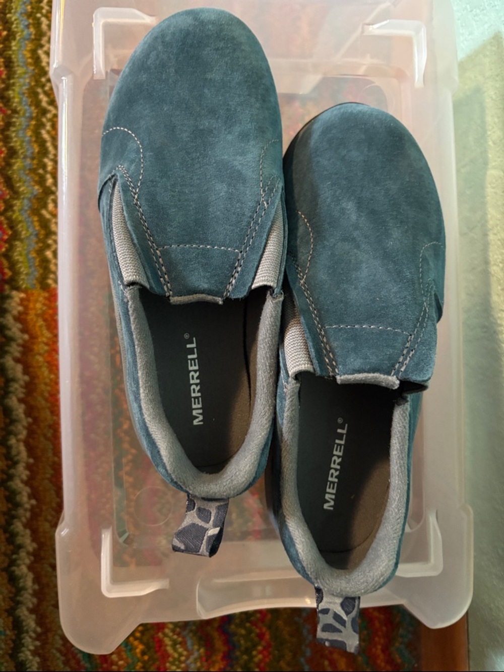 Merrell Kids Jungle Moc, Ink Suede Blue, size 1 - like new - Picture 3 of 10